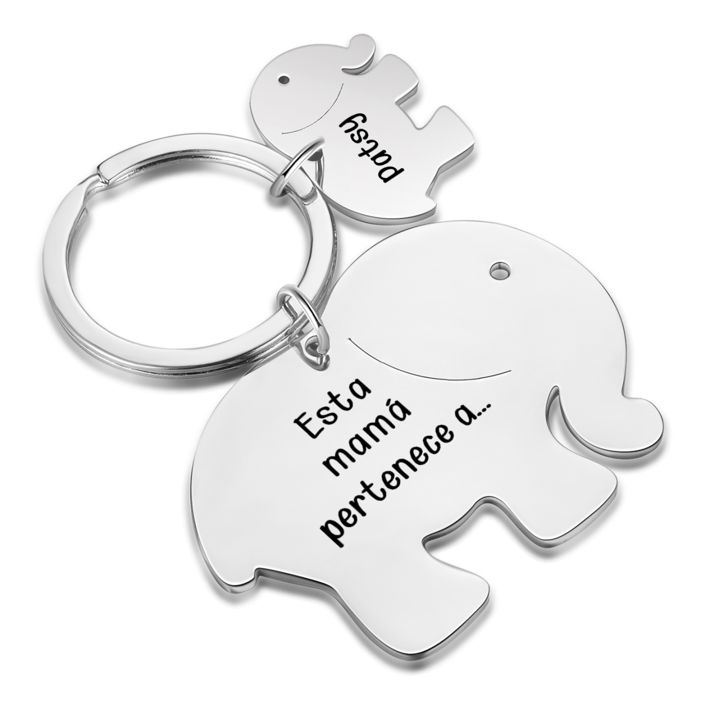 A mi mamá/abuela - Llavero con 1 nombre personalizado en elefante con texto-Jessemade ES