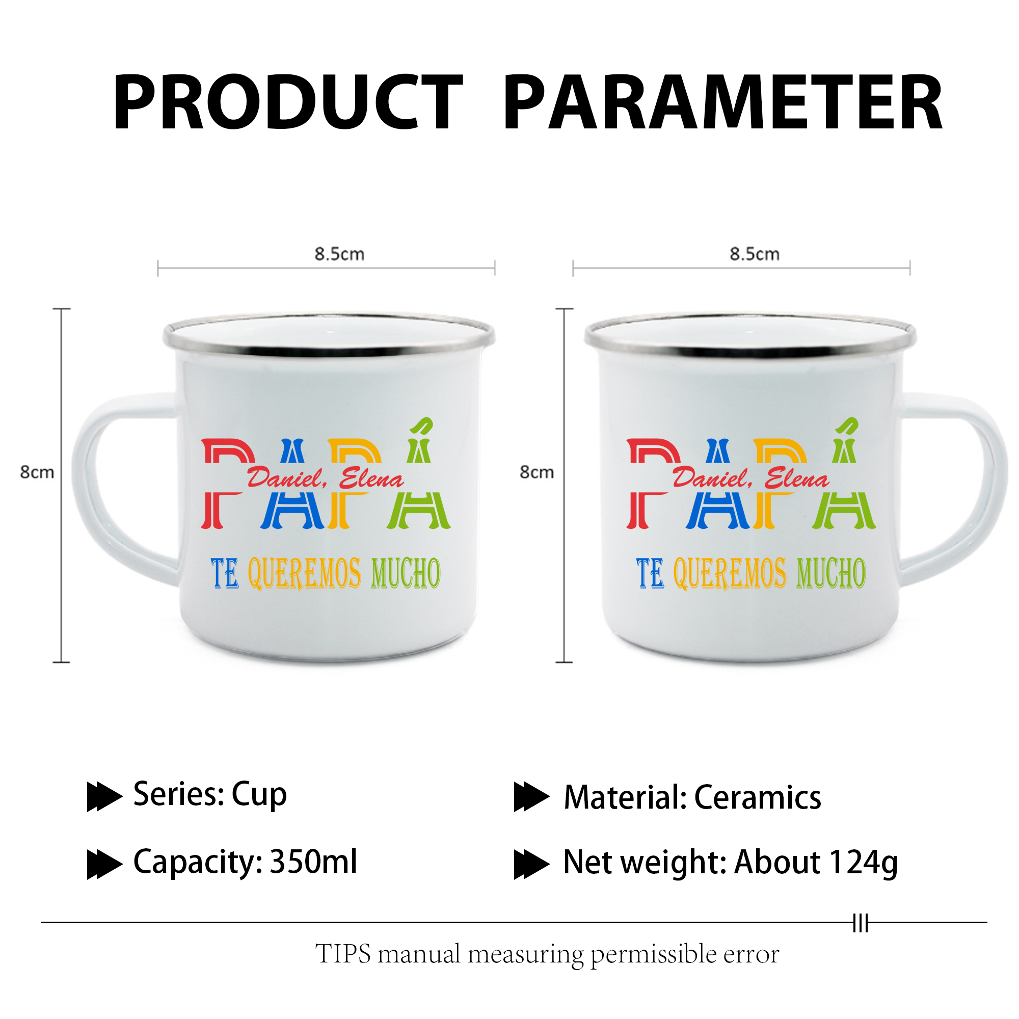 Taza para papá con 1 texto personalizado-Jessemade ES
