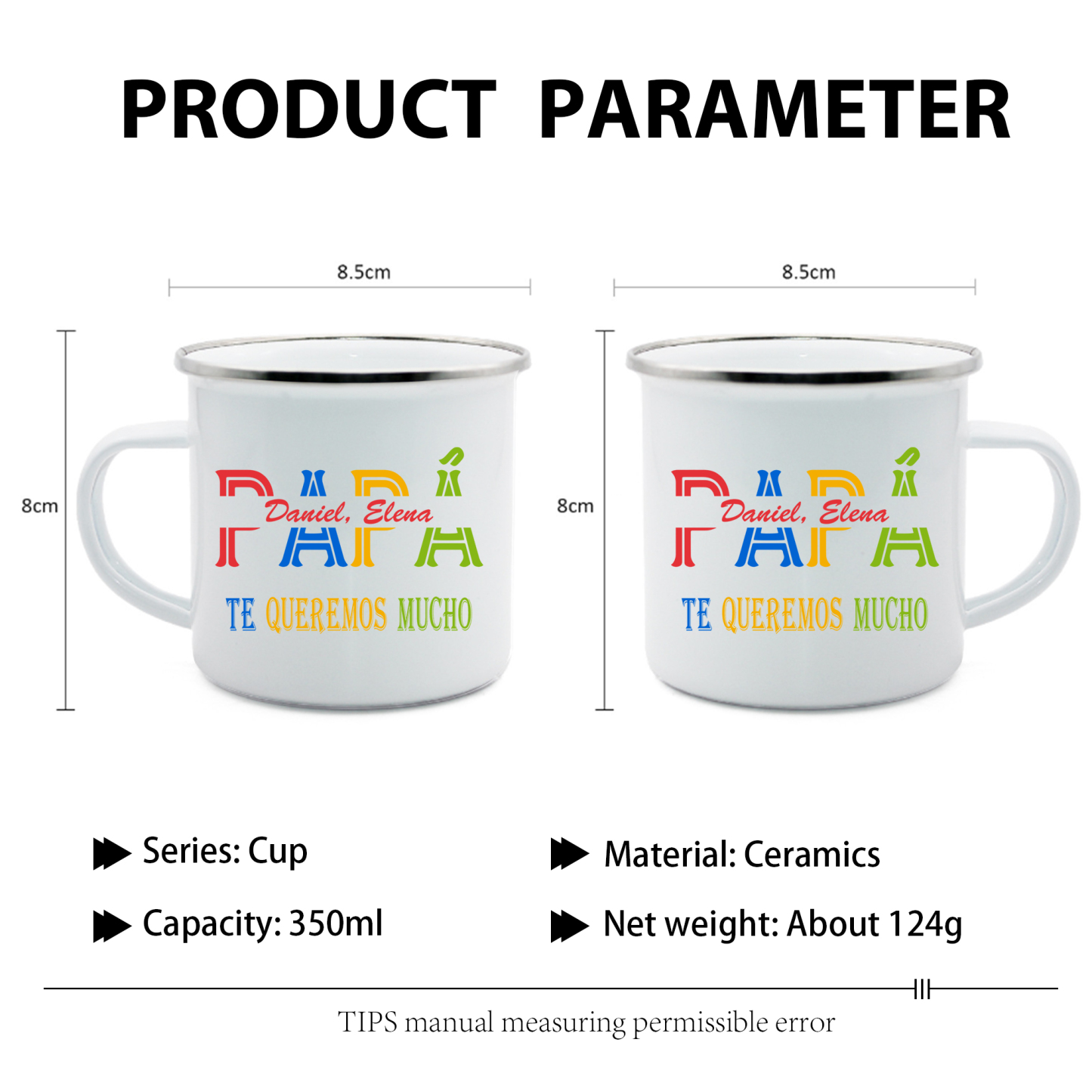 Taza para papá con 1 texto personalizado-Jessemade ES