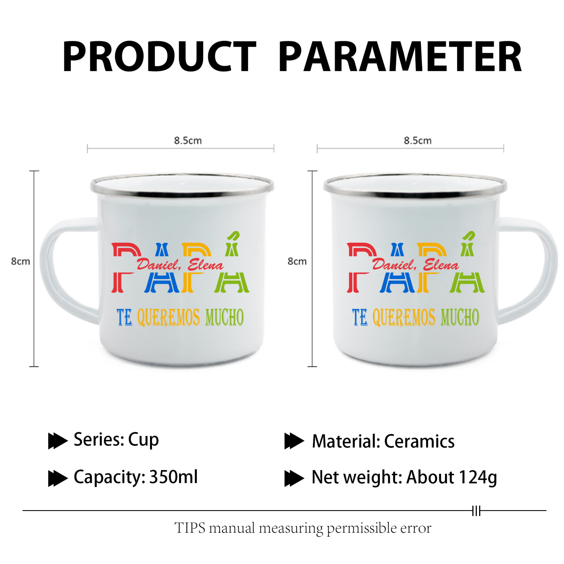 Taza para papá con 1 texto personalizado-Jessemade ES