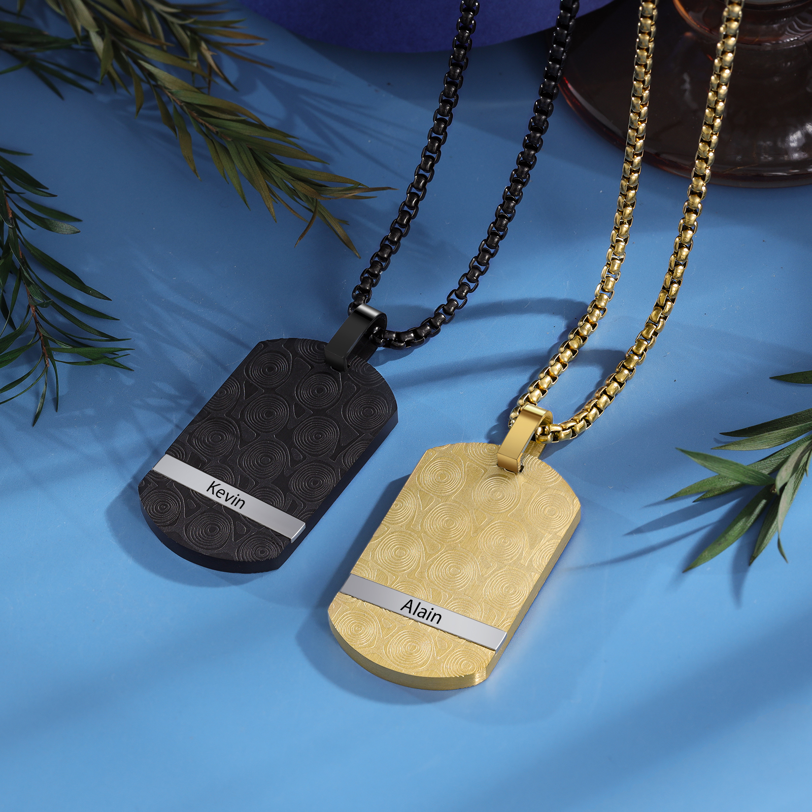 Collar de placa personalizado con 1 nombre para hombre-Jessemade ES