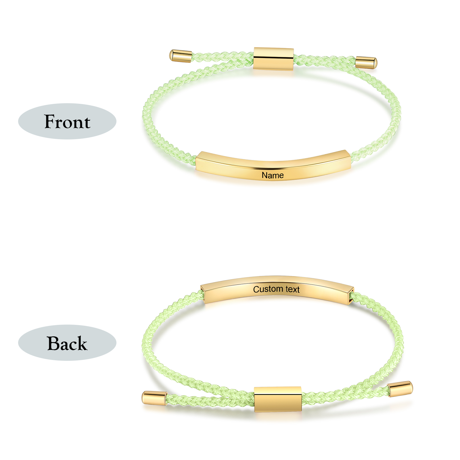 Pulsera de cuerda tejida a mano con nombre y texto personalizados seis colores