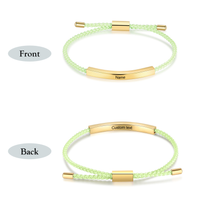 Pulsera de cuerda tejida a mano con nombre y texto personalizados seis colores