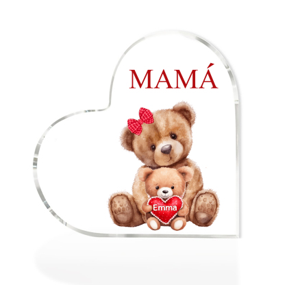 A mi mamá/abuela-Placa de acrílico "Nosotros" en forma de corazón 1 nombre y 1 texto personalizados-Jessemade ES