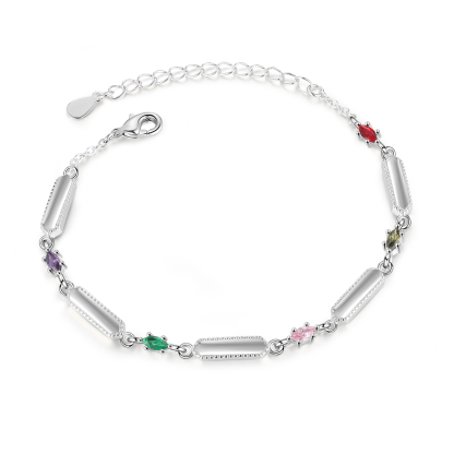Pulsera infinito para mujer y placa personalizada con 5 nombres y 5 piedras de nacimiento-Jessemade ES