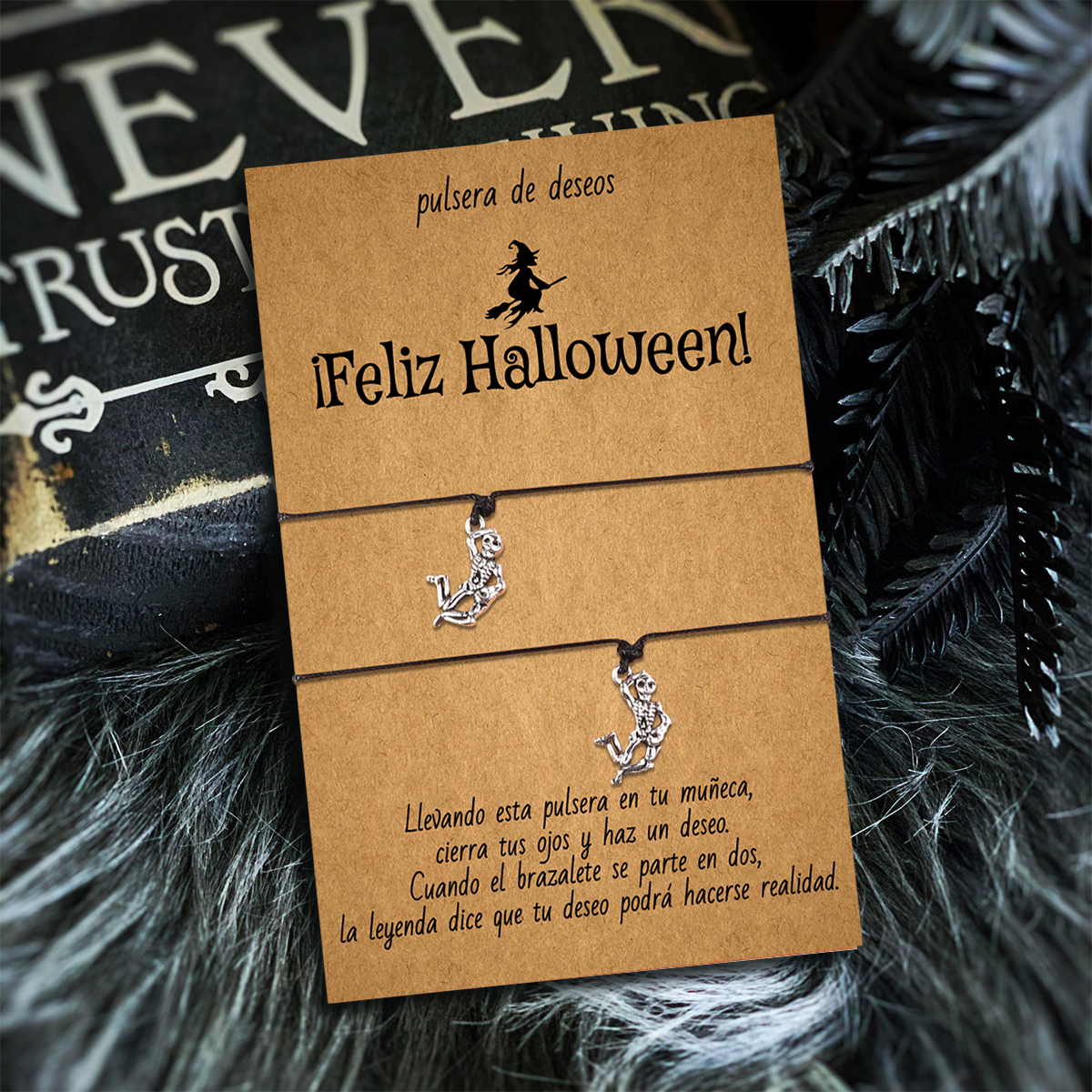 Pulsera de deseos-Unidad de 2 pulseras de esqueleto💀 ¡Feliz Halloween!-Jessemade ES