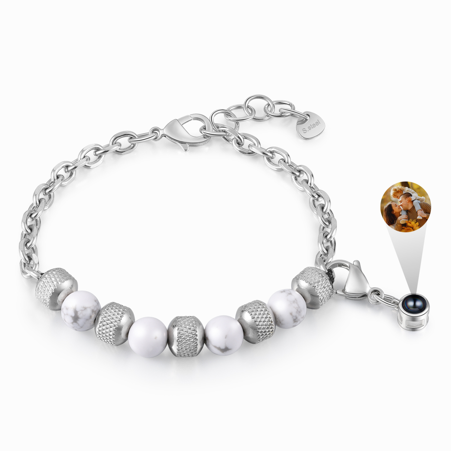 Pulsera de piedras con colgante de proyección de foto en color -Jessemade ES