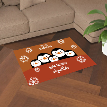 Navidad-felpudo/alfombra de entrada familia de pingüinos personalizado con apellido-Jessemade ES