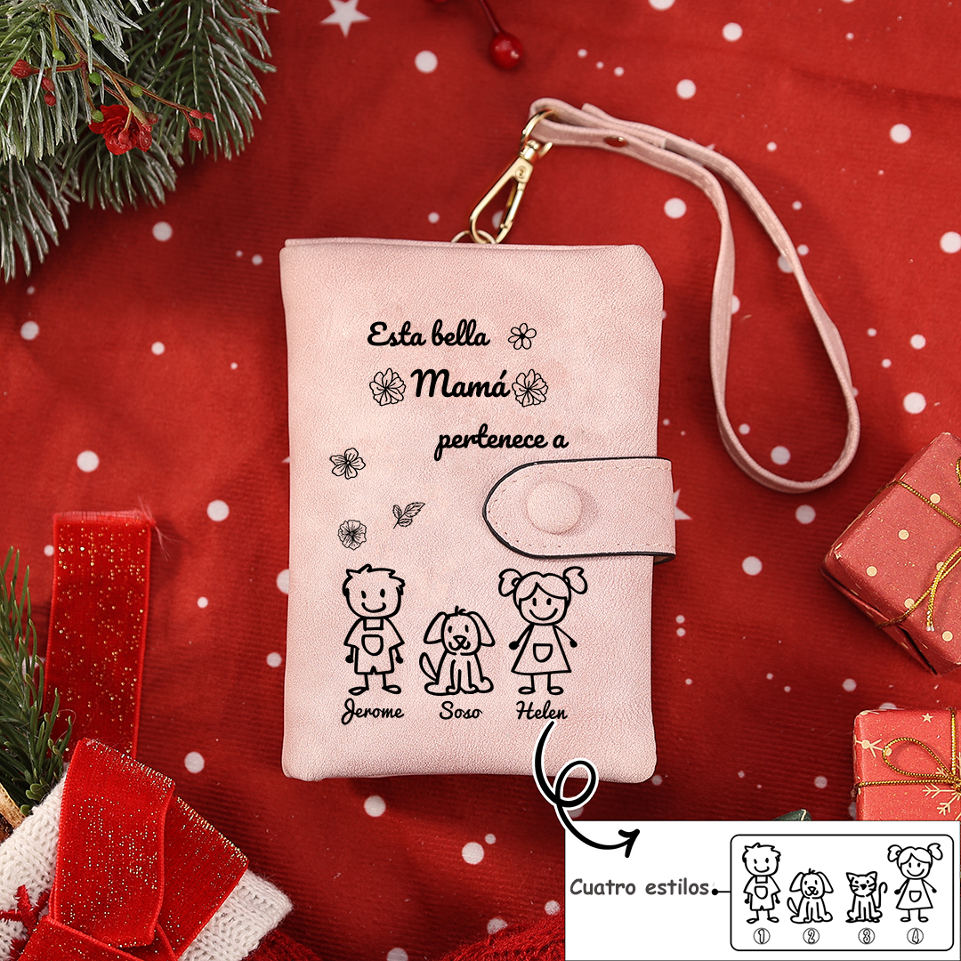 A mi mamá-Cartera, billetera con dibujos seleccionados 3 nombres personalizados monedero clásico para mujer | Jessemade