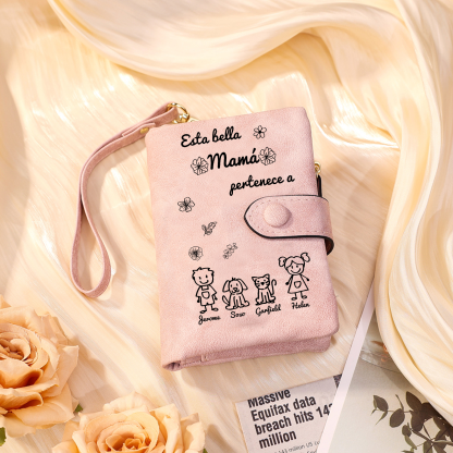A mi mamá-Cartera, billetera con dibujos seleccionados 2 nombres personalizados monedero clásico para mujer | Jessemade