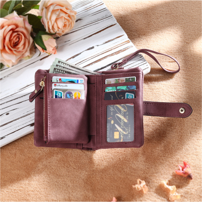 Cartera, billetera con 6 nombres y 1 foto personalizados mano con manito monedero clásico para mujer-Jessemade ES