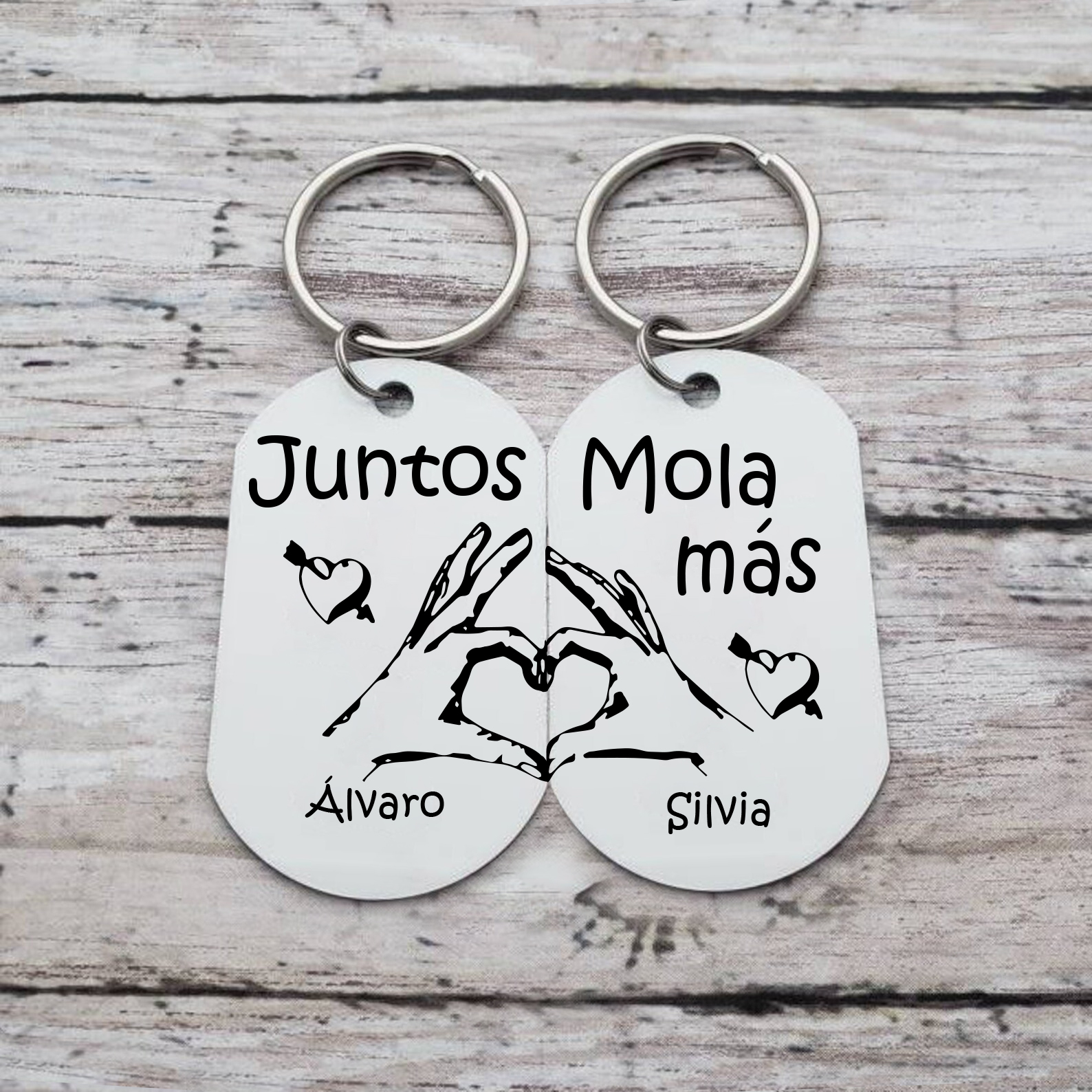 Llavero personalizado con 2 nombres para pareja unidad de llaveros