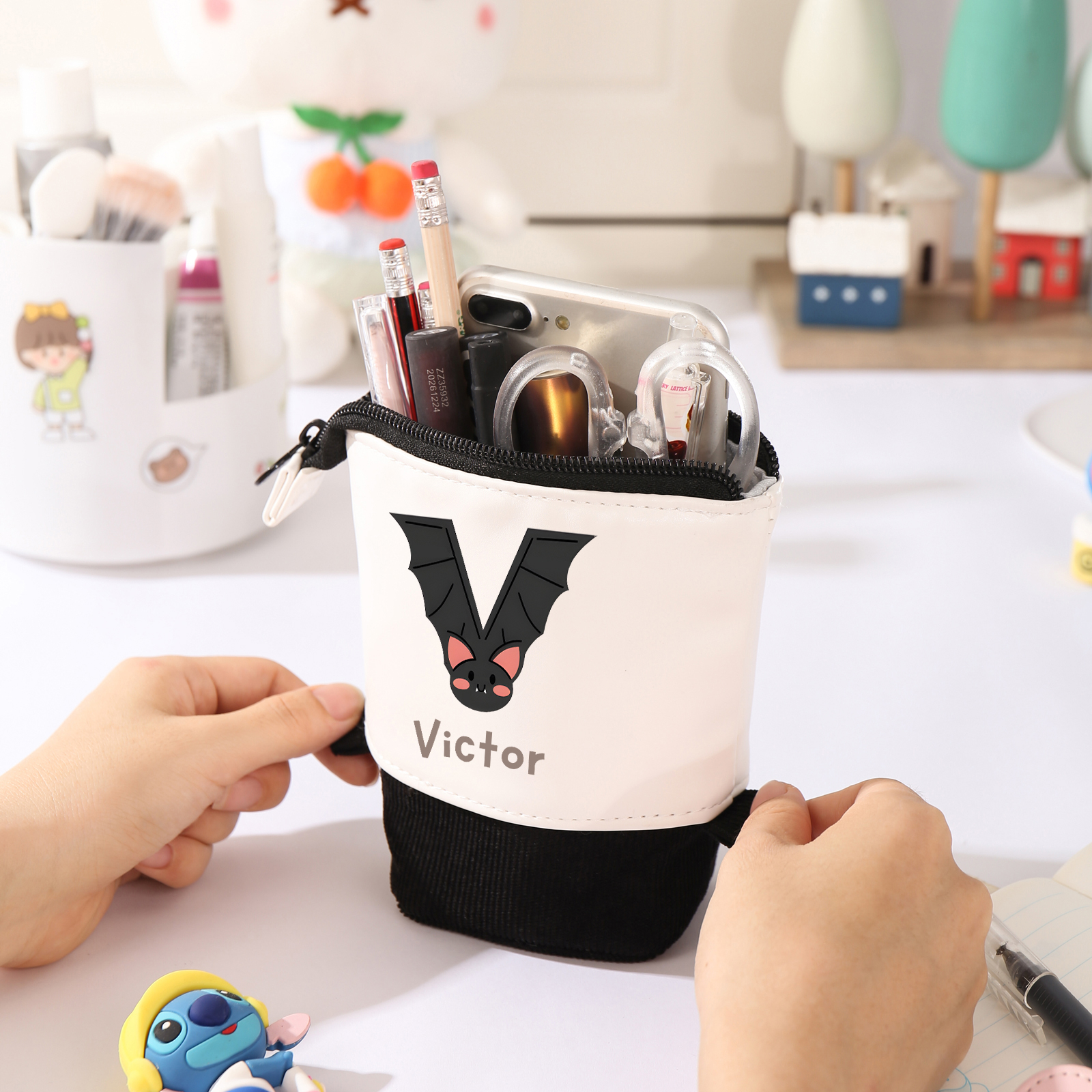 Estuche personalizado con nombre y letra para niños