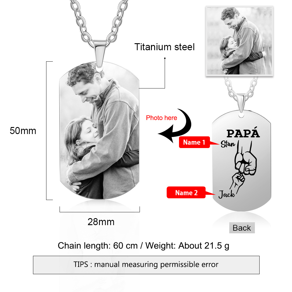 A MI PAPÁ-Collar 2-6 nombres personalizados de placa puño con puño-Jessemade ES