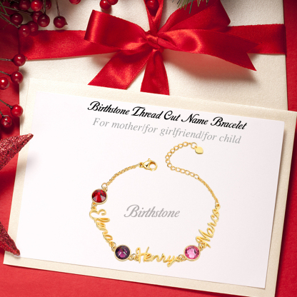 Pulsera personalizada de 1-5 nombres con 1-5 piedras de nacimiento-Jessemade ES