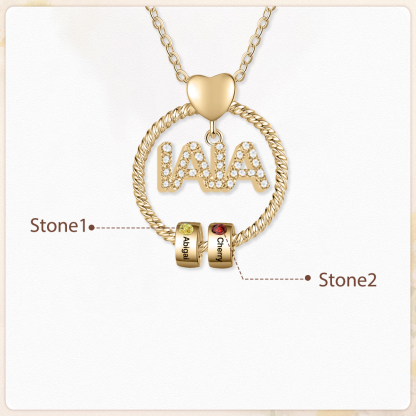 Collar a abuela con colgante de "IAIA" con 2 nombres y 2 piedras de nacimiento personalizados | Jessemade-Jessemade ES