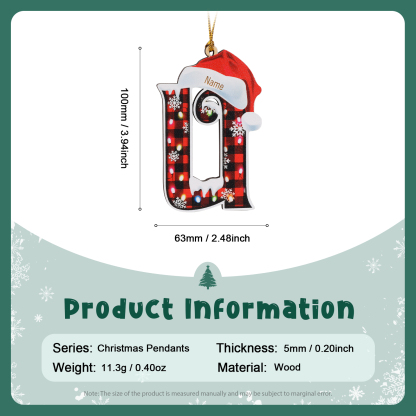 Navidad-Ornamentos Navideños de Madera Letra 1 Nombre Personalizado
