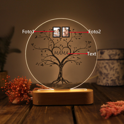A mi mamá/abuela-Lámpara 3D Ilusión Luz de Noche Personalizada con 2-6 Fotos y 1 Texto-Jessemade ES
