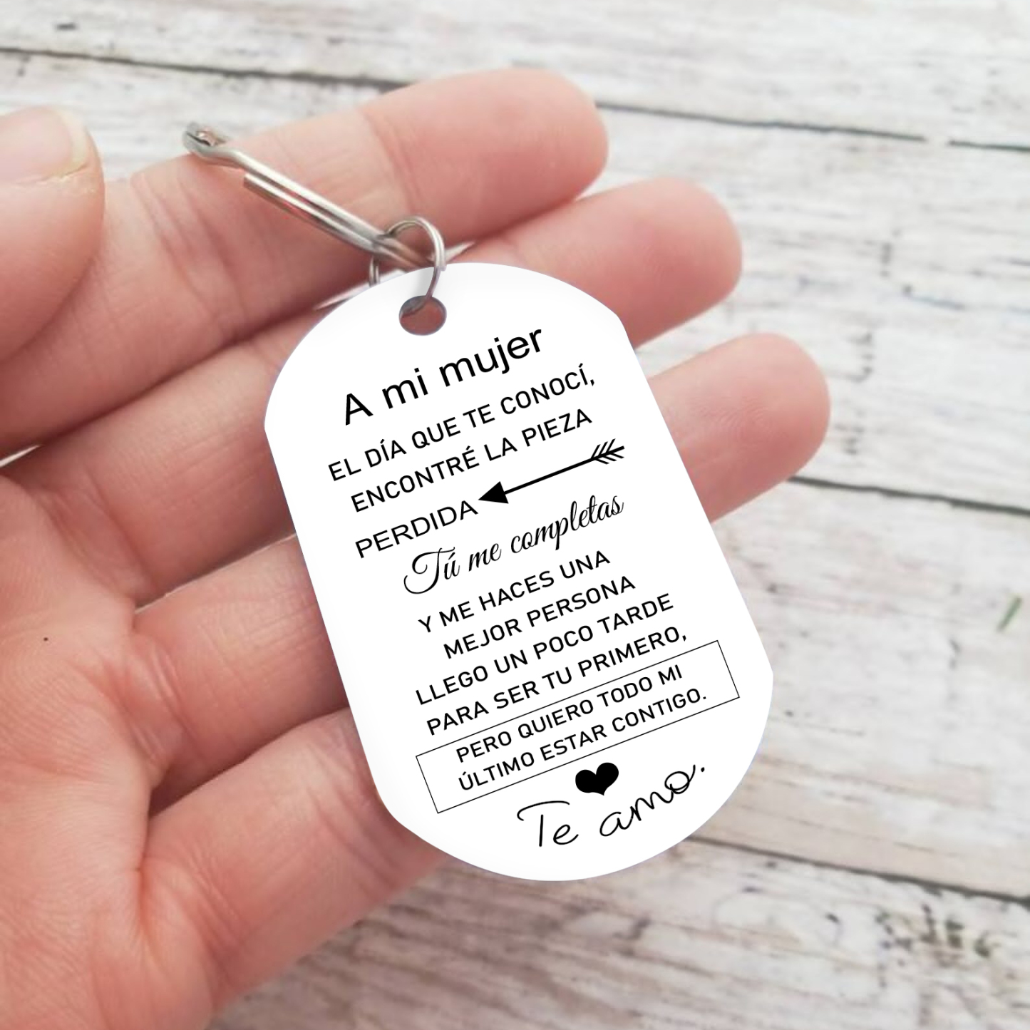 Llavero a mi mujer para pareja "Eres mi pieza perdida" 1 foto personalizada