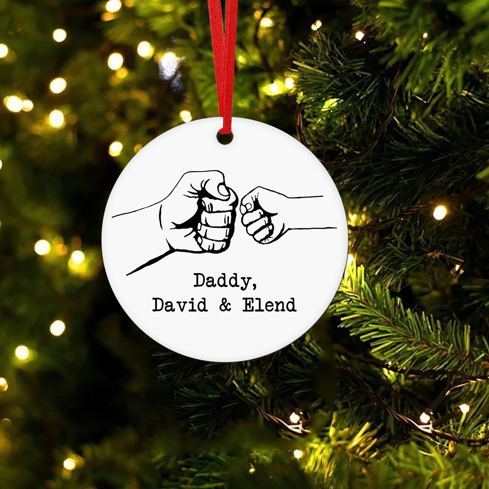Navidad-Ornamento navideño puño con puño texto personalizado Adorno de madera