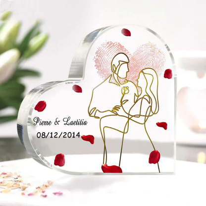 Placa de acrílico en forma de corazón con fecha y 2 nombres personalizados-Jessemade ES