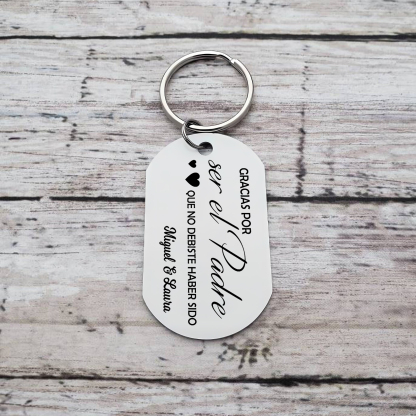 A mi papá-Llavero de placa con palabras amorosas personalizado con 2 nombres-Jessemade ES