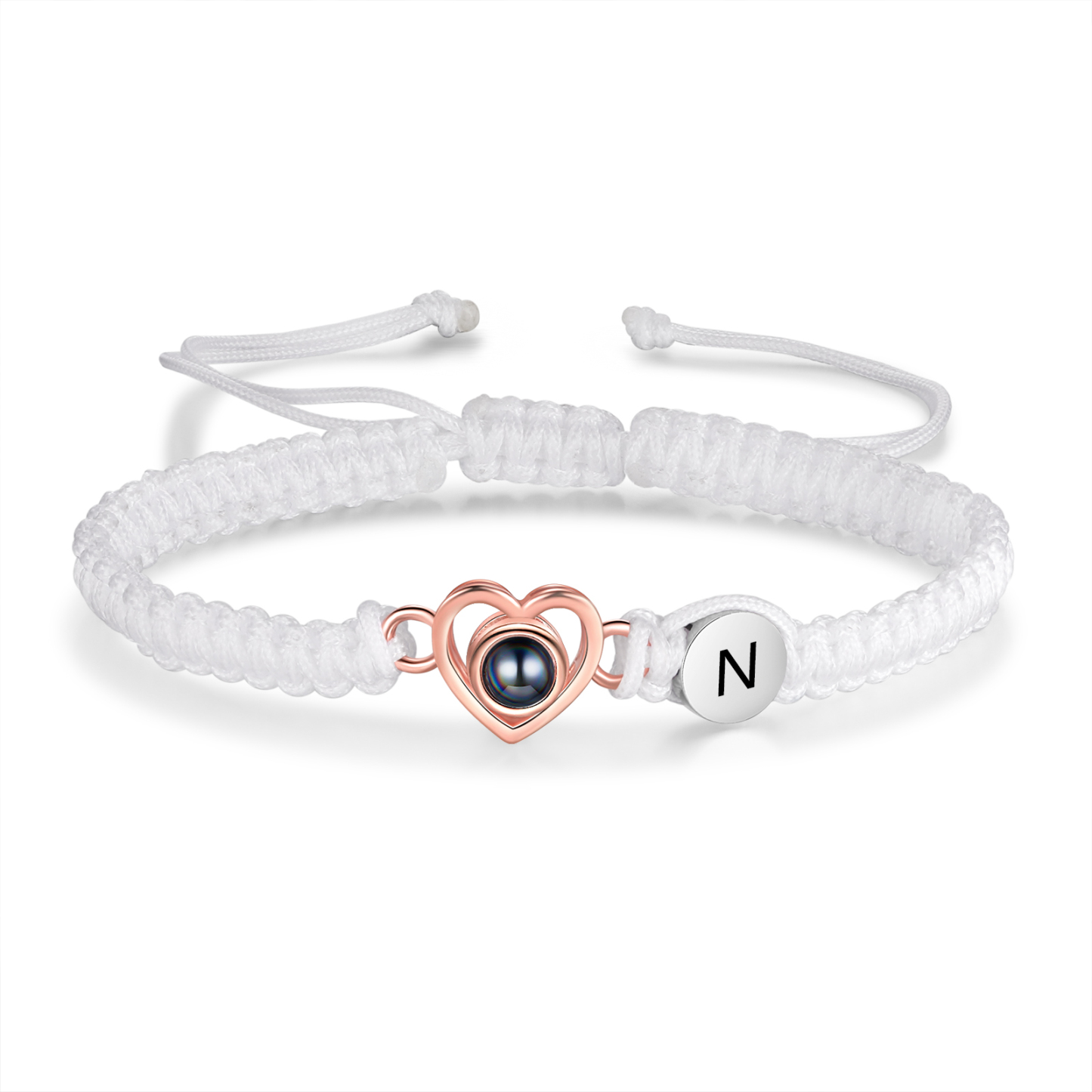 Pulsera con proyección de foto en color con dije de corazón y 2 colores de cuerda ajustable-Jessemade ES