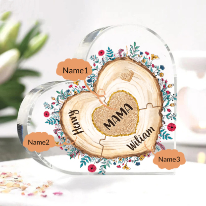 A mi mamá/abuela-Placa de acrílico "Corazones" en forma de corazón 3 nombres personalizados-Jessemade ES