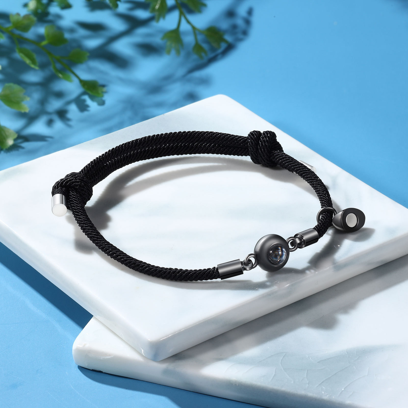 Pulsera para pareja con proyección de foto con dije de corazón magnético-Jessemade ES