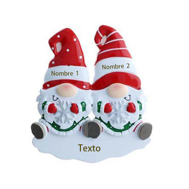 Ornamento navideño de resina 2 nombres y 1 texto personalizados de la familia adorno del árbol