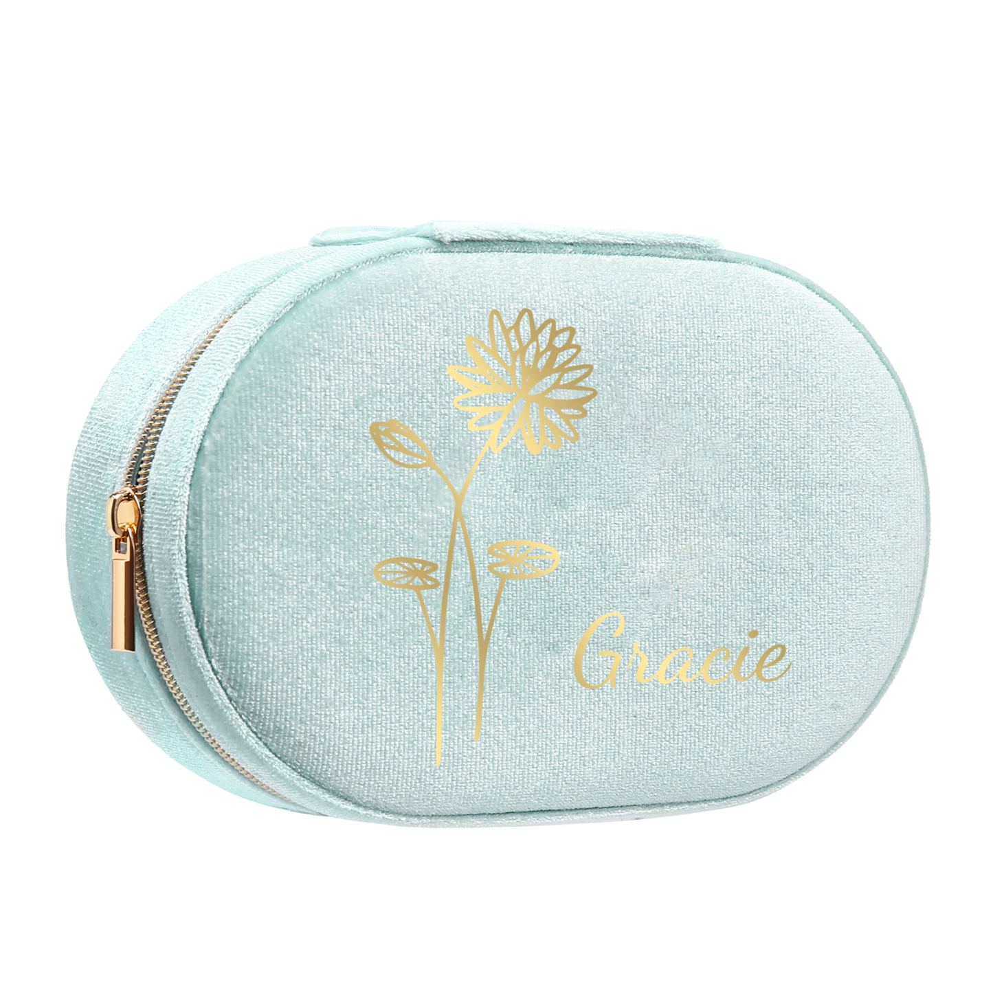 Caja de regalo para joya personalizada con nombre y flor de nacimiento-Jessemade ES