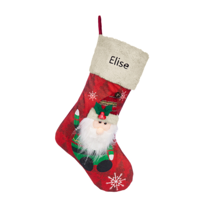 Adornos de medias navideñas con muñeco Bolsa de regalo 1 Nombre personalizado-Jessemade ES