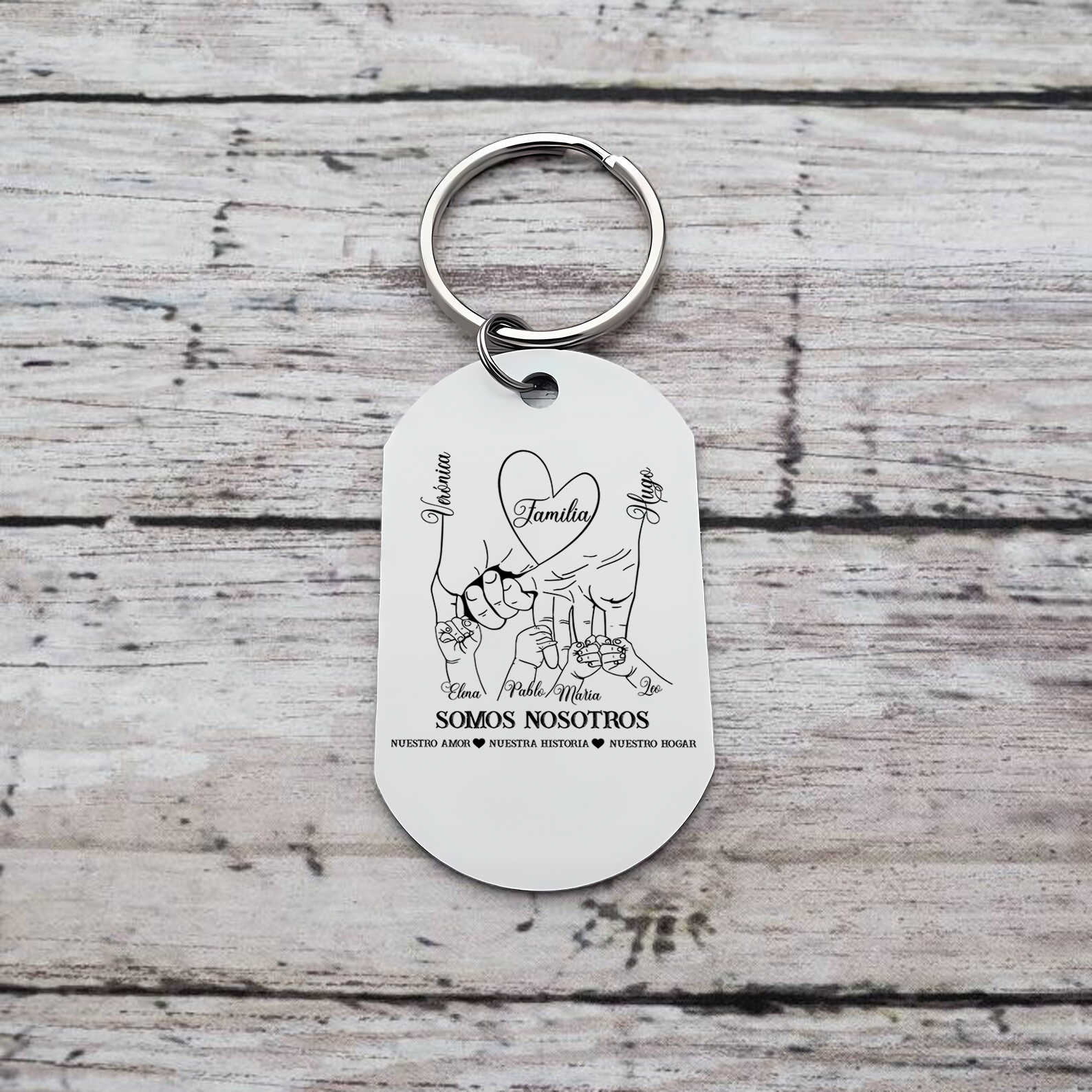 A familia-Llavero 2-6 Nombres Personalizados MANOS COGIDAS-Jessemade ES