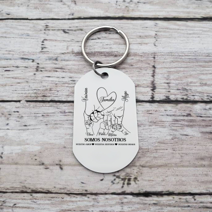 A familia-Llavero 2-6 Nombres Personalizados MANOS COGIDAS-Jessemade ES