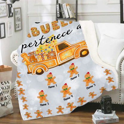 A mi abuela-Manta de buen calidad de Navidad hombres de jengibre personalizada con 5 nombres-Jessemade ES