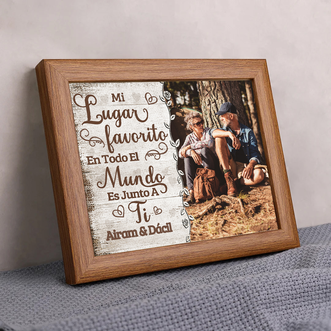 Marco de 1 foto de madera para pareja 2 nombres personalizados-Jessemade ES