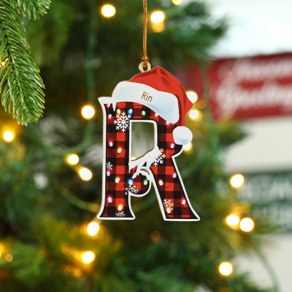 Navidad-Ornamentos Navideños de Madera Letra 1 Nombre Personalizado