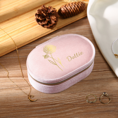 Caja de regalo para joya personalizada con nombre y flor de nacimiento-Jessemade ES