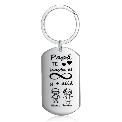 A mi papá-Llavero Personalizado PAPÁ TE AMO HASTA EL INFINITO... 2 Nombres-Jessemade ES