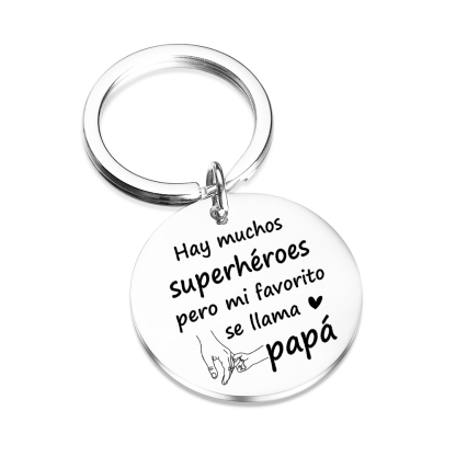 A mi papá-Llavero de placa redonda "papá mi superhéroe"-Jessemade ES