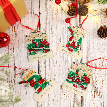 Navidad-Ornamento muñecos navideño de resina 1 texto y 2 nombres personalizados adorno del árbol
