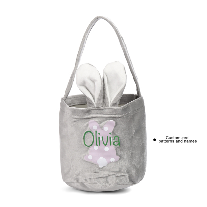 Pascua-Bolsa de conejo con 1 nombre personalizado-Jessemade ES