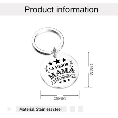 A mi mamá - Llavero de placa redonda "la mejor mamá del mundo"-Jessemade ES