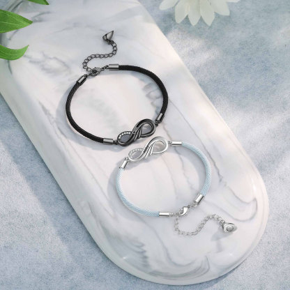 Pulseras infinito personalizadas para pareja con dije de corazón de rompecabezas magnético 2 nombres-Jessemade ES