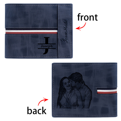 Cartera, billetera personalizada con 1 foto, 1 nombre y 1 letra monedero para hombre-Jessemade ES