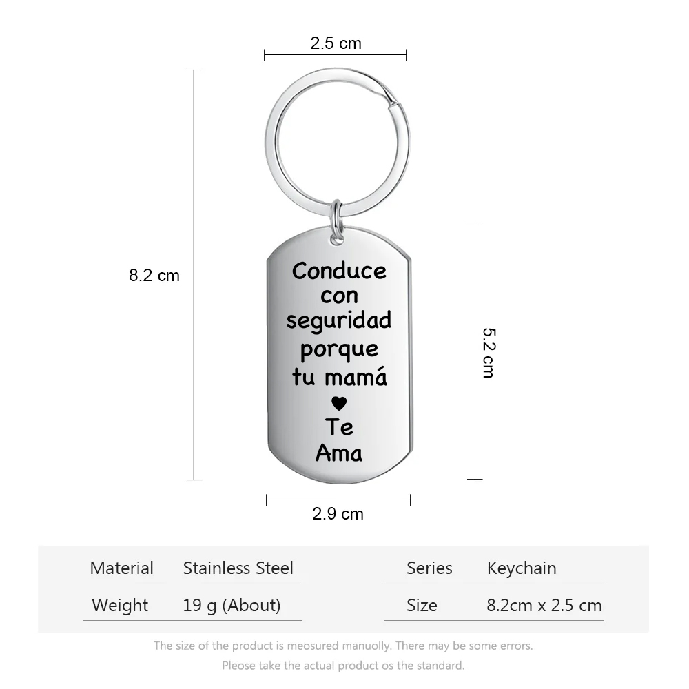 A mi hijo-Llavero de placa "Conduce con seguridad" de padres-Jessemade ES