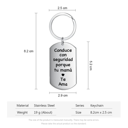 A mi hijo-Llavero de placa "Conduce con seguridad" de padres-Jessemade ES