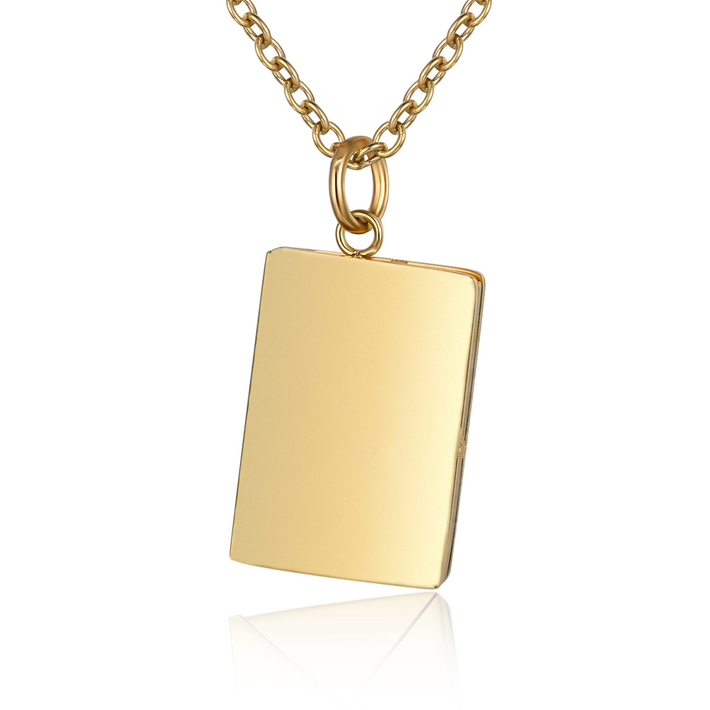 Collar con colgante de sobre con hoja de 1 texto y 1 foto personalizados