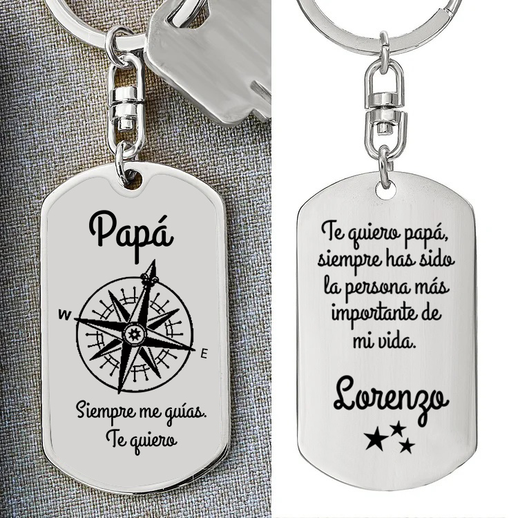 A mi papá-Llavero Personalizado Brújula "Me Guías" 1 Nombre-Jessemade ES