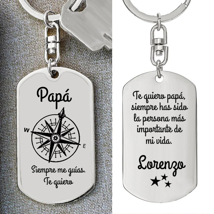 A mi papá-Llavero Personalizado Brújula "Me Guías" 1 Nombre-Jessemade ES